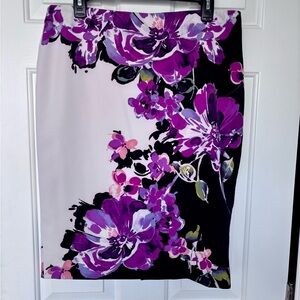 White House Black Market Purple Floral Pencil Skirt